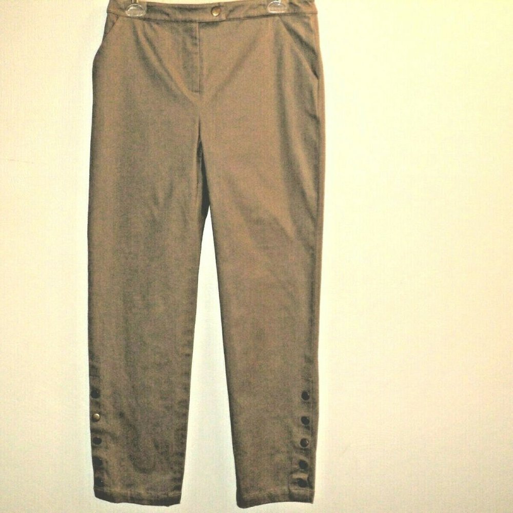 Ann Trinity Pants SZ 8 Tan-Olive Lower Leg Snaps